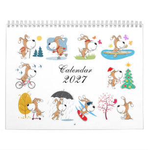 Cartoon Funny Cute Puppy Dog Lover 2027 Calendar