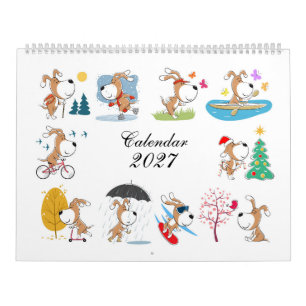 Cartoon Funny Cute Puppy Dog Lover 2027 Calendar