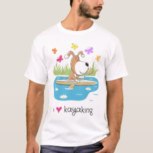 Cartoon Funny Dog Kayaking Kayak Water Sport Men T-Shirt