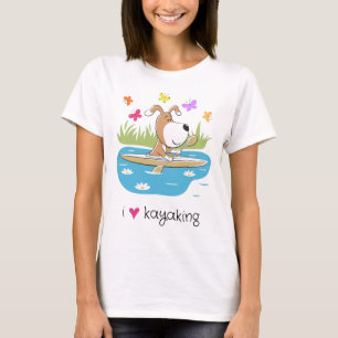 Cartoon Funny Dog Kayaking Kayak Water Sport Women T-Shirt