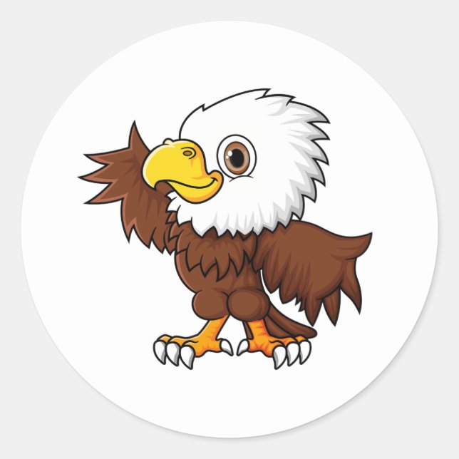 cartoon funny little eagle posing.png classic round sticker (Front)