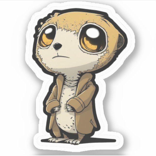 Cartoon Funny Meerkat in a coat Sticker (Front)