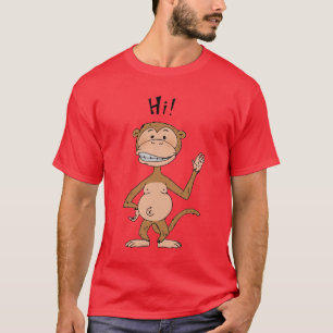 Cartoon funny monkey (Hi! & Bye!) T-Shirt
