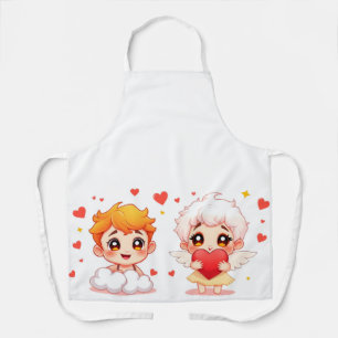 Cartoon funny playing angels for love you apron