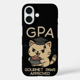 Cartoon Funny Scholar Cat Tuna Paws iPhone 16 Case