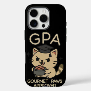 Cartoon Funny Scholar Cat Tuna Paws iPhone 16 Pro Case
