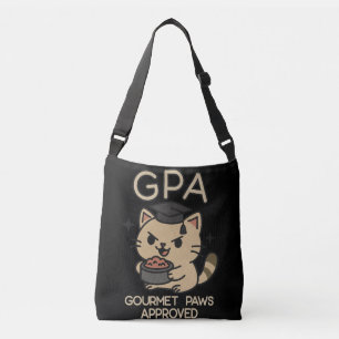 Cartoon Funny Scholar Cat Tuna Paws Crossbody Bag