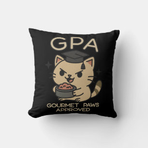 Cartoon Funny Scholar Cat Tuna Paws Cushion