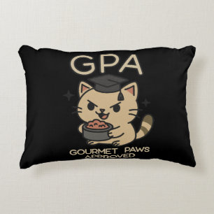 Cartoon Funny Scholar Cat Tuna Paws Decorative Cushion