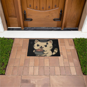 Cartoon Funny Scholar Cat Tuna Paws Doormat
