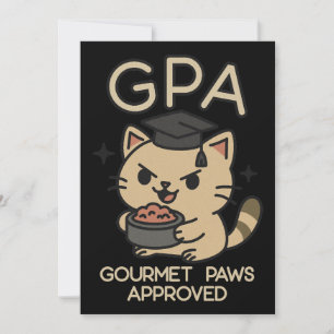 Cartoon Funny Scholar Cat Tuna Paws Holiday Card