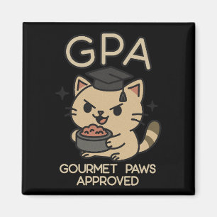 Cartoon Funny Scholar Cat Tuna Paws Magnet