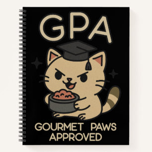 Cartoon Funny Scholar Cat Tuna Paws Notebook