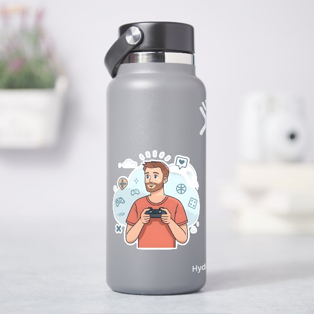 Cartoon Gamer Character Illustration (HydroFlask)