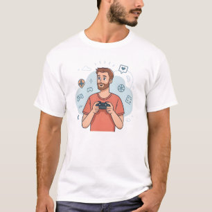 Cartoon Gamer Character Illustration T-Shirt