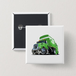 Cartoon garbage truck 15 cm square badge
