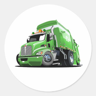 Cartoon garbage truck keychain classic round sticker