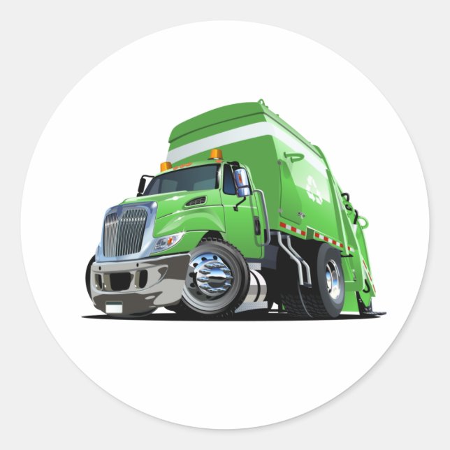 Cartoon garbage truck keychain classic round sticker (Front)