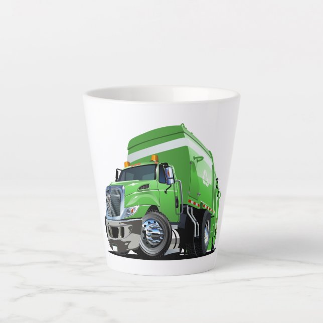 Cartoon garbage truck latte mug (Front)