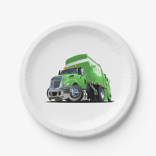 Cartoon garbage truck paper plate (Front)