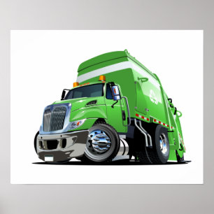 Cartoon garbage truck poster