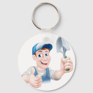 Cartoon Gardener Key Ring