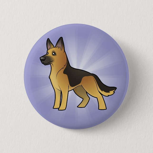 Cartoon German Shepherd 6 Cm Round Badge (Front)