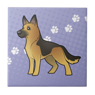 Cartoon German Shepherd Ceramic Tile