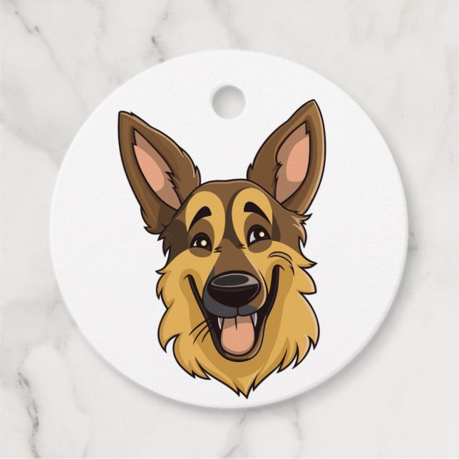 Cartoon German Shepherd Dog | Favour Tags (Front)