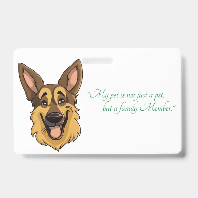 Cartoon German Shepherd Dog | ID Badge (Front)