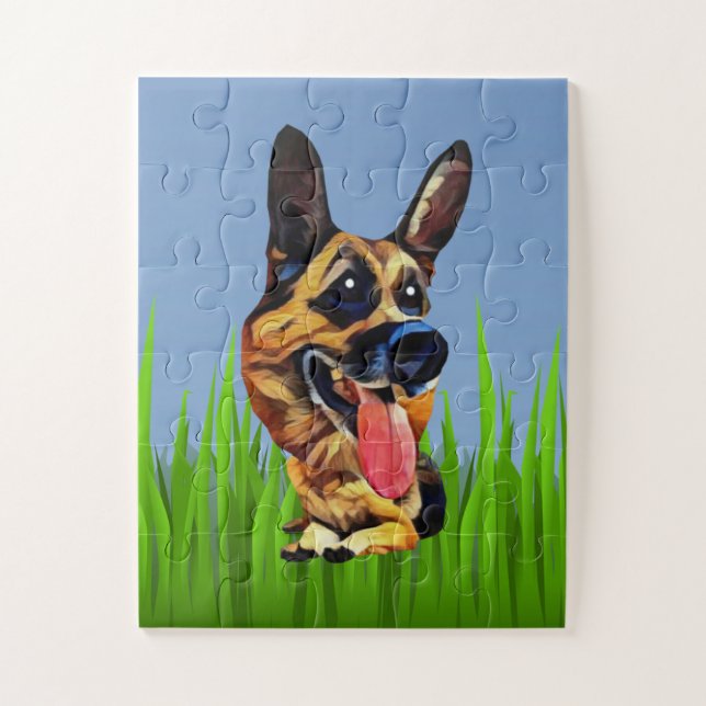 Cartoon German Shepherd Kids Puzzle (Vertical)