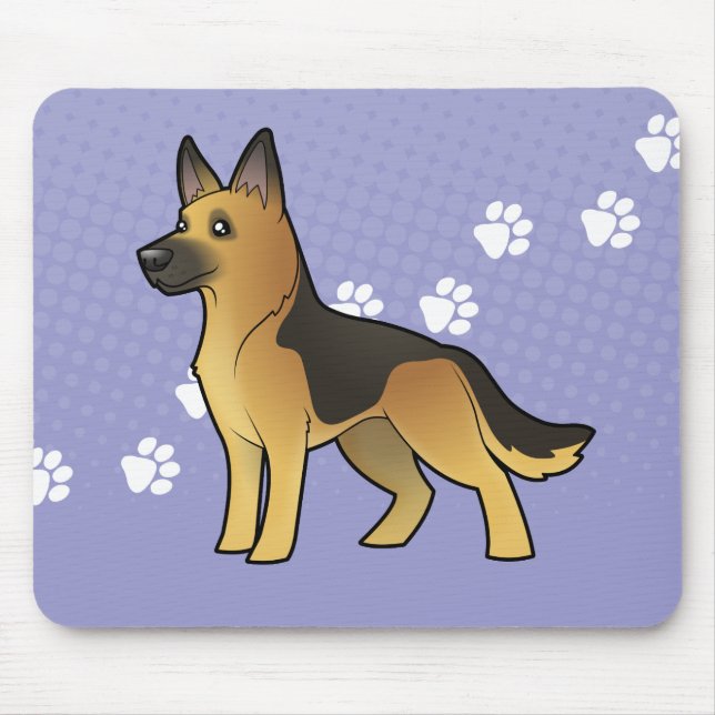 Cartoon German Shepherd Mouse Pad (Front)