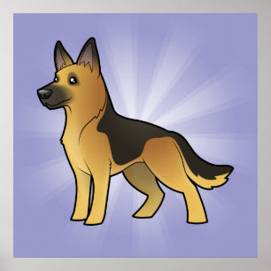Cartoon German Shepherd Poster