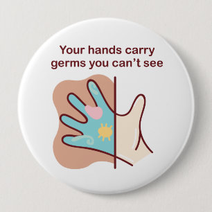 Cartoon Germy Hands Need Washing 10 Cm Round Badge