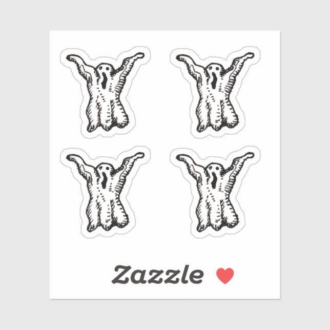 Cartoon Ghost Doodle Custom-Cut Vinyl Stickers (Sheet)