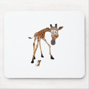 Cartoon Giraffe and Mouse Mouse Pad
