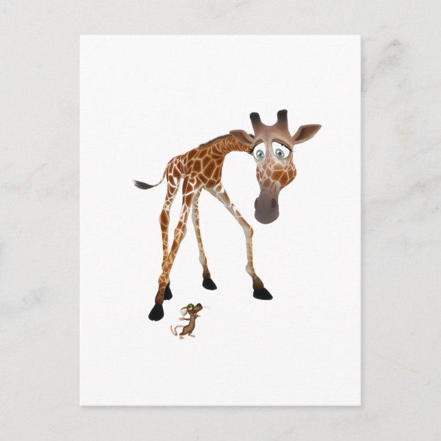 Cartoon Giraffe and Mouse Postcard (Front)