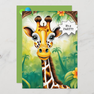 Cartoon Giraffe Birthday Party Invitation