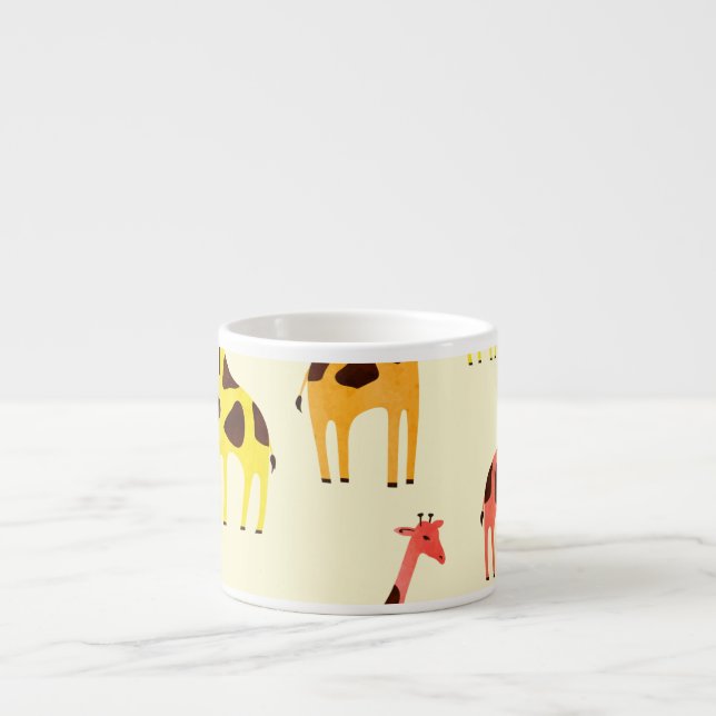 Cartoon Giraffe: Colourful Vintage Pattern. Espresso Cup (Front)