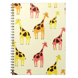 Cartoon Giraffe: Colourful Vintage Pattern. Notebook
