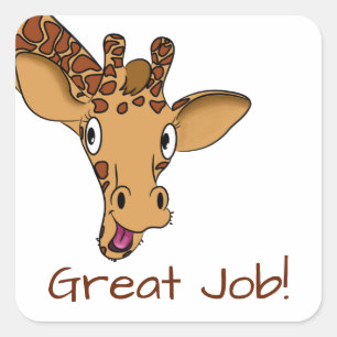 Cartoon Giraffe Customisable Square Sticker