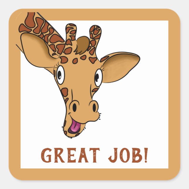 Cartoon Giraffe Encouragement Square Sticker (Front)