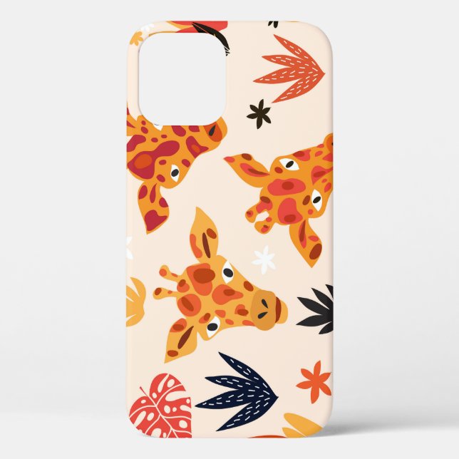 Cartoon Giraffe: Floral Savanna Pattern Case-Mate iPhone Case (Back)