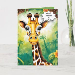 Cartoon Giraffe for 3rd Birthday Card