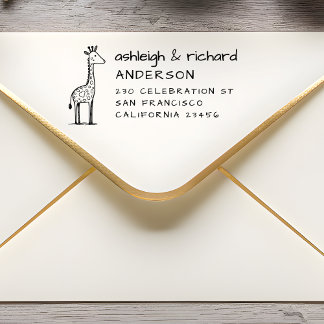 Cartoon Giraffe|Handwriting Name|Return Address Self-inking Stamp