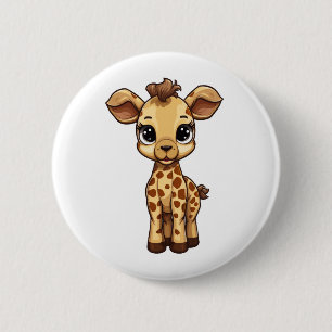 Cartoon giraffe illustration 6 cm round badge