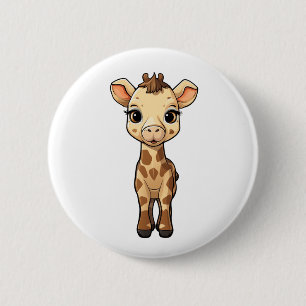 Cartoon giraffe illustration 6 cm round badge