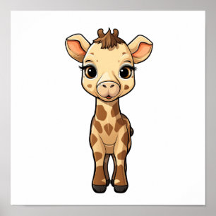 Cartoon giraffe illustration poster
