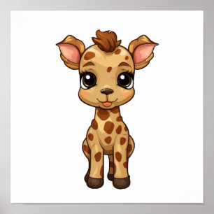 Cartoon giraffe illustration poster