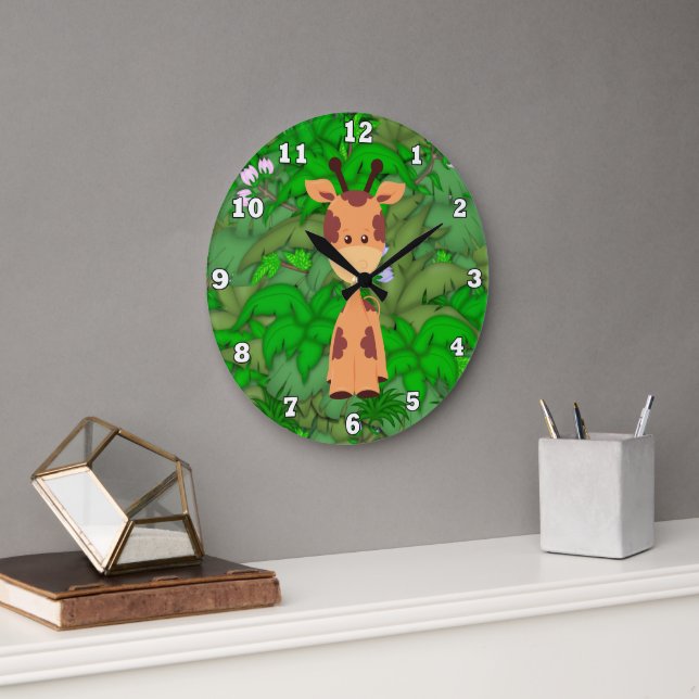 Cartoon Giraffe kids room wall clock (Office)